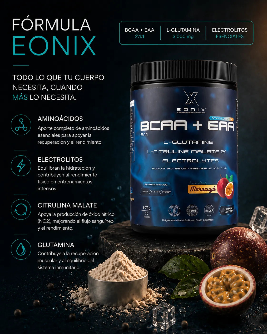Amino Complex (BCAA + EAA + L-Glutamina + Citrulina + Electrolitos)